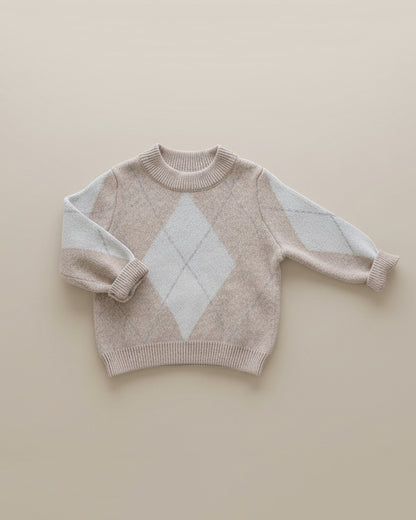 Argyle Sweater - Merino Wool - Oat - Petit Filippe