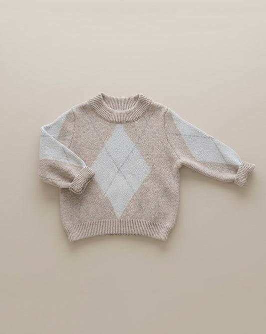 Argyle Sweater - Merino Wool - Oat
