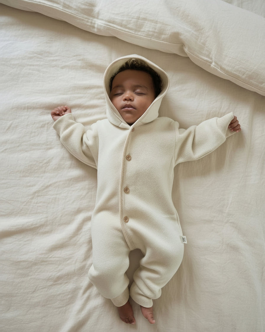 Merino Wool Fleece Overall - Natural