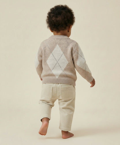 Argyle Sweater - Merino Wool - Oat