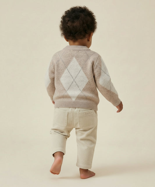 Pantalon en velours côtelé - Écru