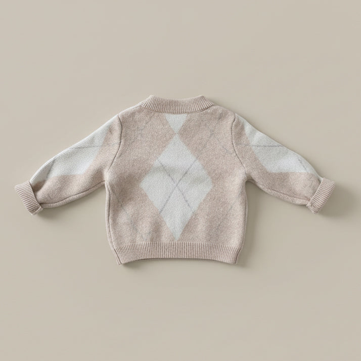 Argyle Sweater - Merino Wool - Oat