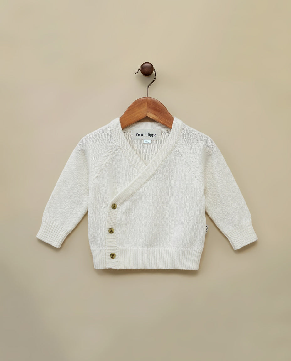 Wickelstrickjacke - Baumwolle - Ivory