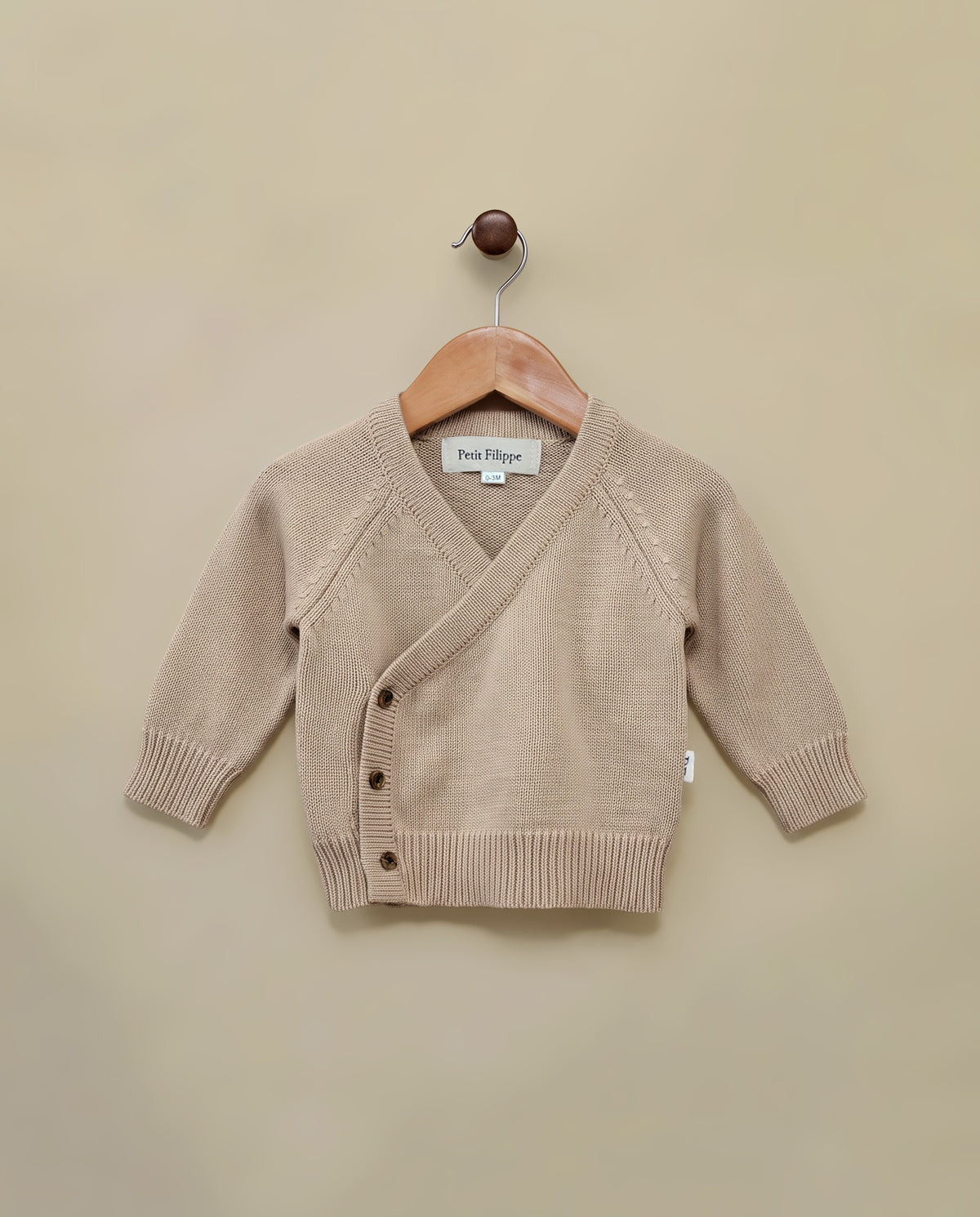 Wrap Cardigan - Cotton - Oatmeal - Petit Filippe