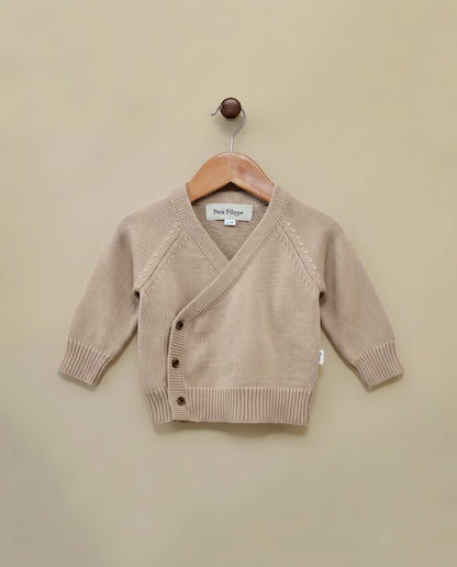 Wrap Cardigan - Cotton - Oatmeal - Petit Filippe