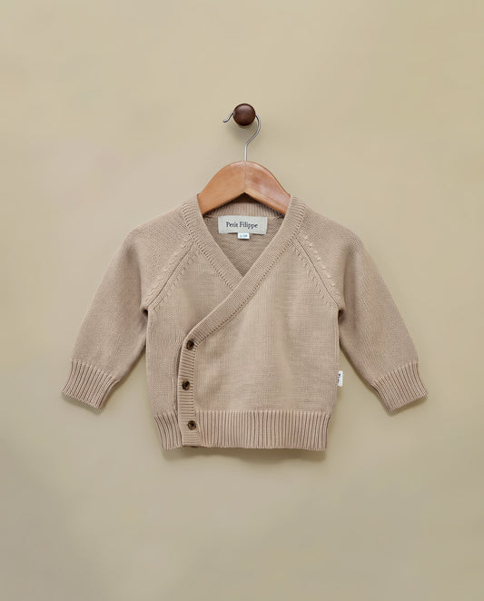 Wrap Cardigan - Cotton - Oatmeal - Petit Filippe