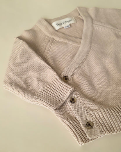 Wrap Cardigan - Cotton - Oatmeal - Petit Filippe