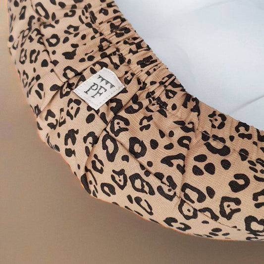 76 x 43 cm - Linen Fitted Sheet to fit our Moses Basket Mattress - Leopard - Petit Filippe