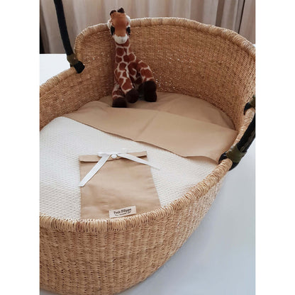 76 x 43 cm - Linen Fitted Sheet to fit our Moses Basket Mattress - Sand - Petit Filippe