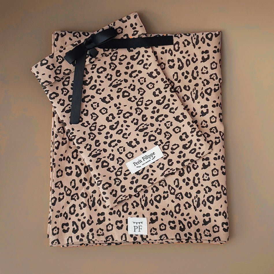 Baby - Linen Flat Sheet 90 x 110 cm - Leopard - Petit Filippe