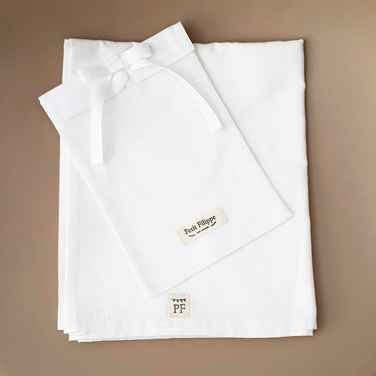 Baby - Linen Flat Sheet 90 x 110 cm - White - Petit Filippe