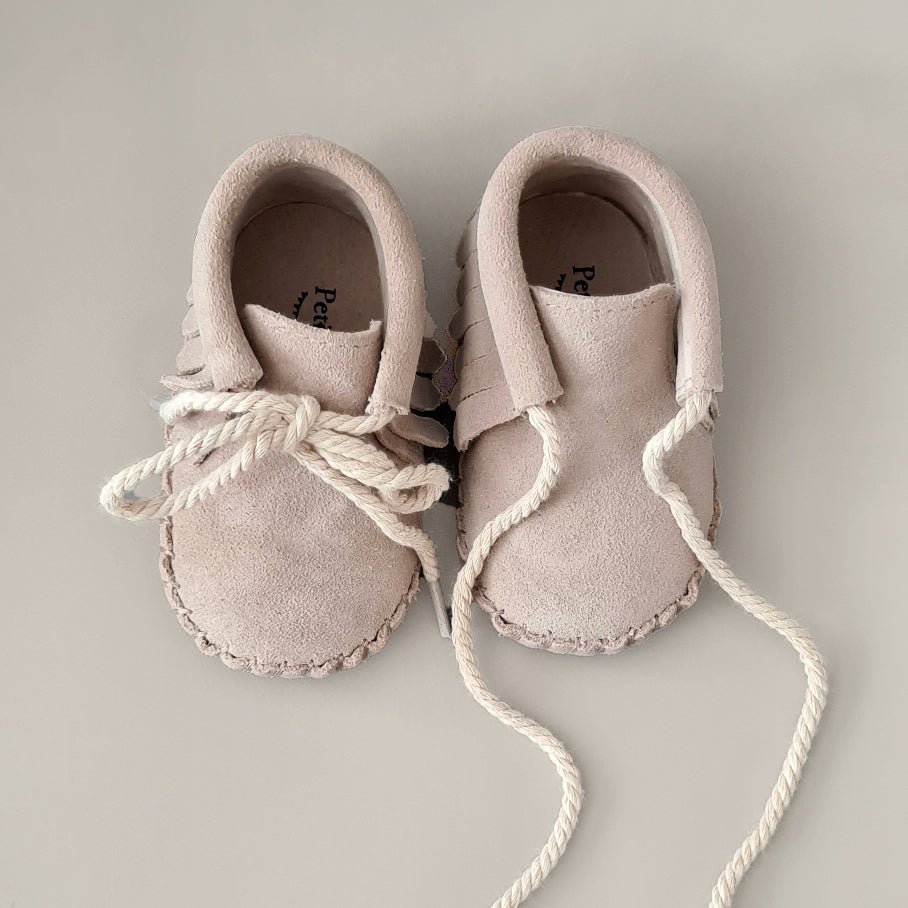 Baby - Suede Fringe Booties - Oatmeal - Petit Filippe