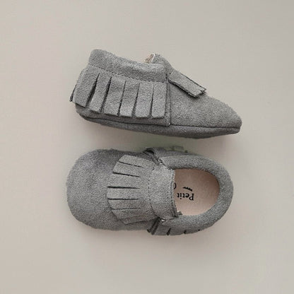 Baby - Suede Moccasins - Grey - Petit Filippe