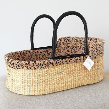 Cotton Moses Basket Liner - Leopard - Petit Filippe
