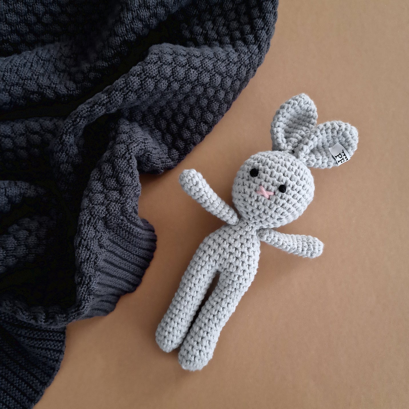 Crochet Bunny - Cotton - Light Grey - Petit Filippe