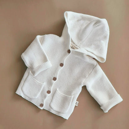 Hooded Cardigan - Cotton - Ivory - Petit Filippe