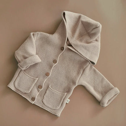 Hooded Cardigan - Cotton - Oatmeal - Petit Filippe