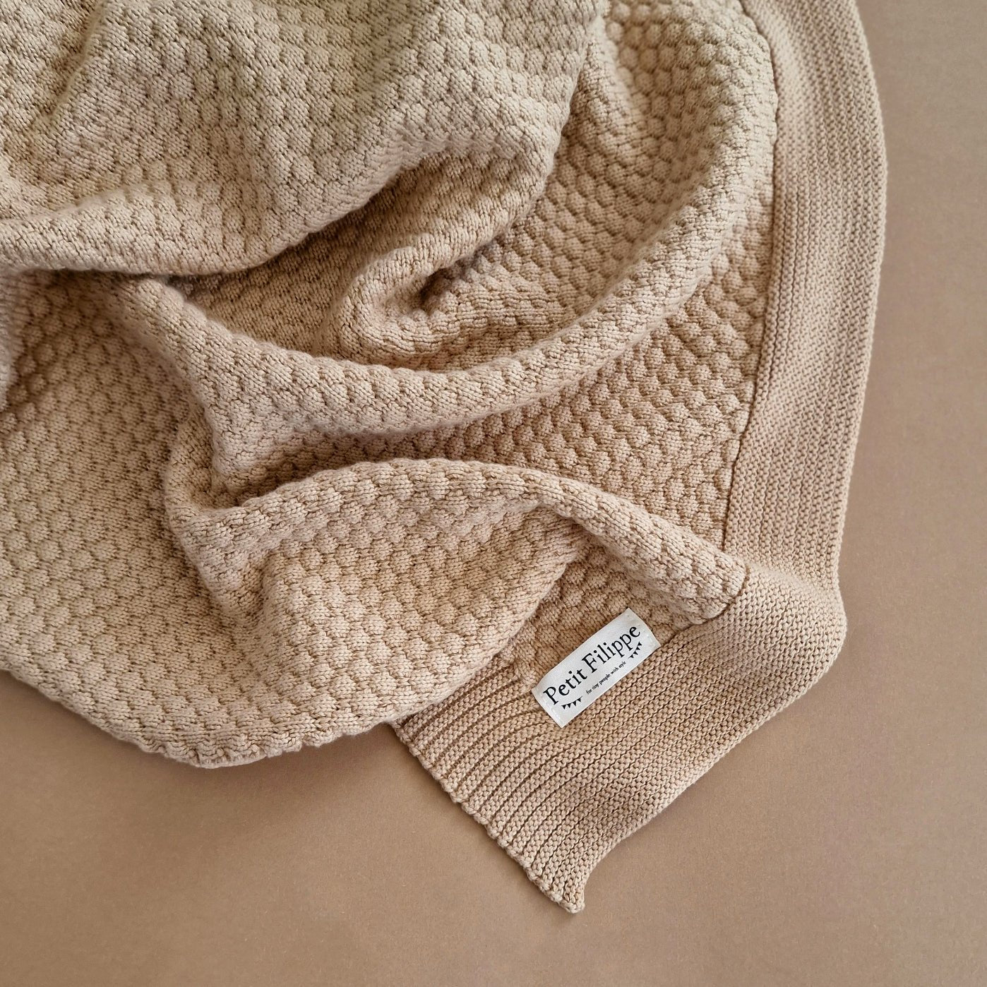 Knitted Blanket - Cotton - 100 x 70 cm - Beige - Petit Filippe
