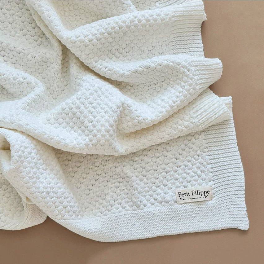 Knitted Blanket - Cotton - 100 x 70 cm - Ivory - Petit Filippe