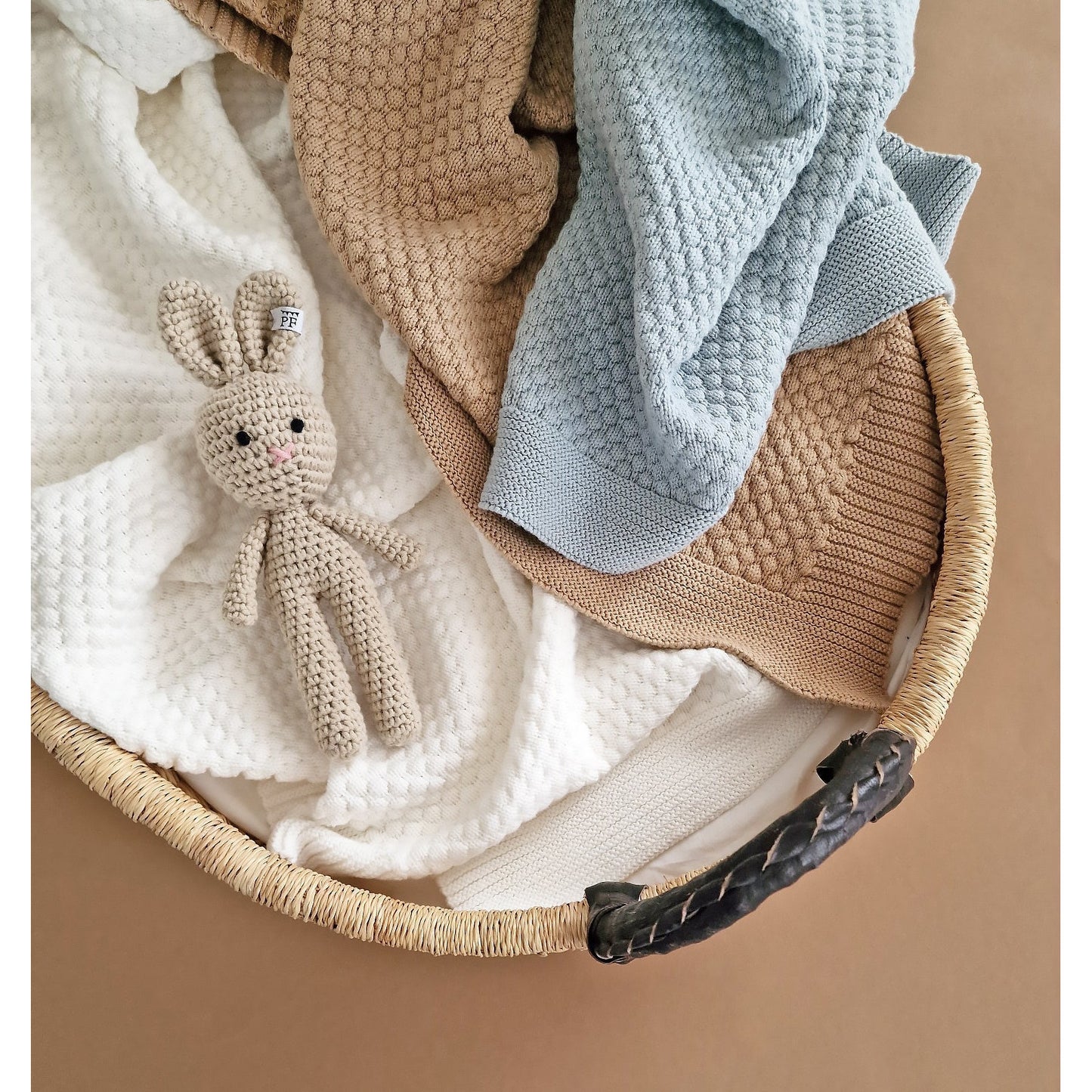 Knitted Blanket - Cotton - 100 x 70 cm - Misty Blue - Petit Filippe