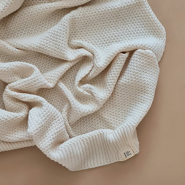 Knitted Blanket - Cotton - 130 x 80 cm - Ecru - Petit Filippe