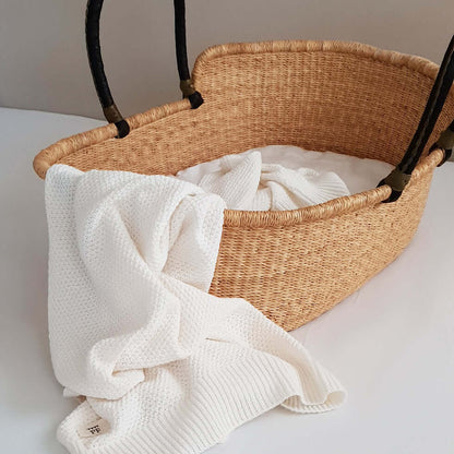 Knitted Blanket - Cotton - 130 x 80 cm - White - Petit Filippe