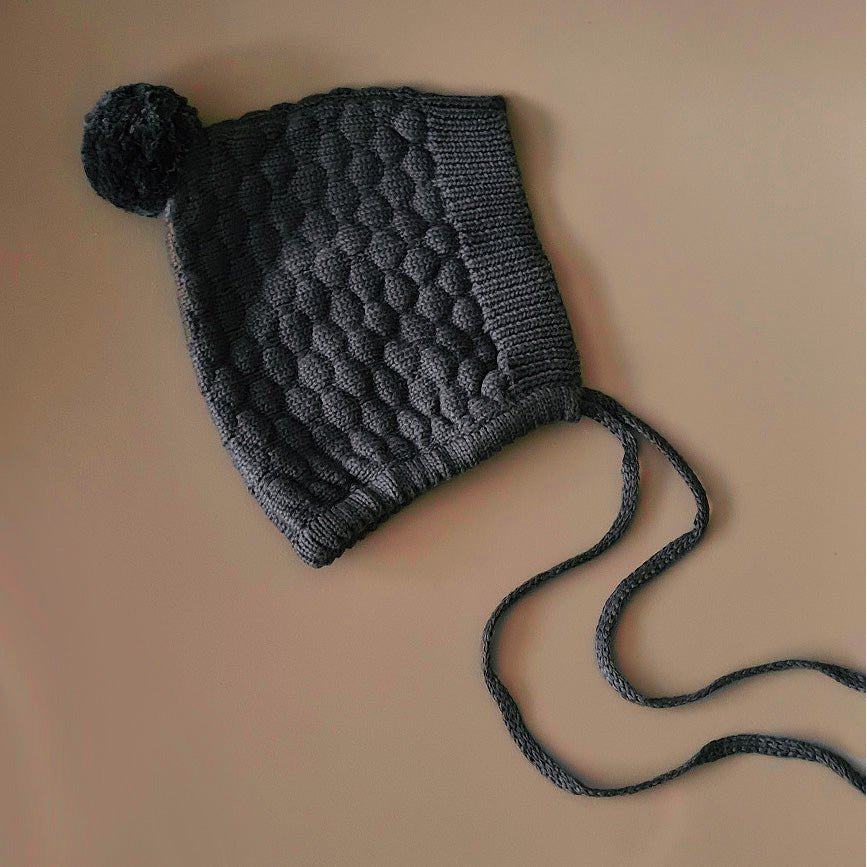 Knitted Bonnet - Cotton - Graphite - Petit Filippe