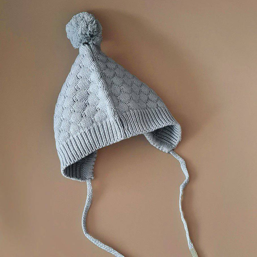 Cable Detail Knitted Bonnet In Blue (S-L)