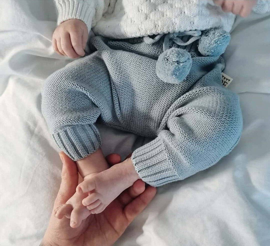 Knitted Pants - Cotton - Misty Blue - Petit Filippe