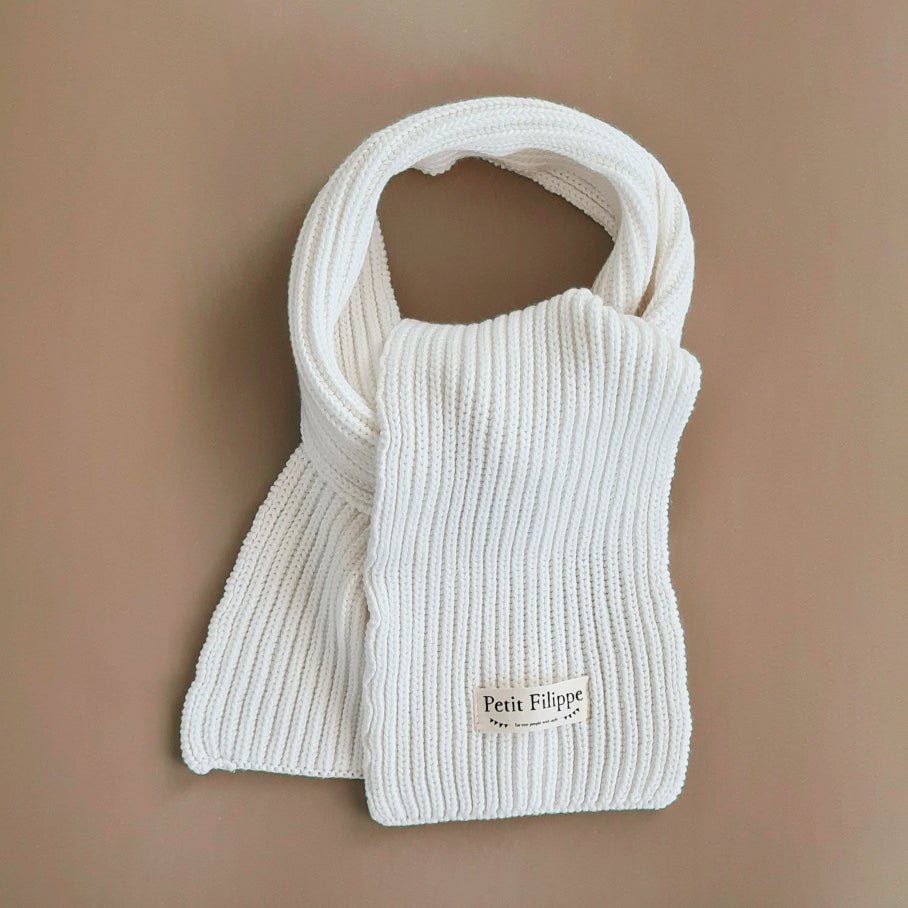 Knitted Scarf - Cotton - Ivory - Petit Filippe