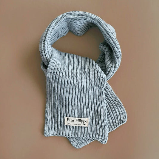 Knitted Scarf - Cotton - Misty Blue - Petit Filippe