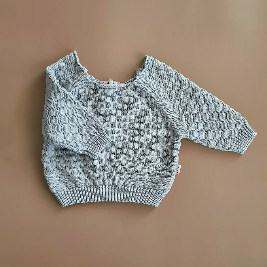 Knitted Sweater - Cotton - Misty Blue - Petit Filippe