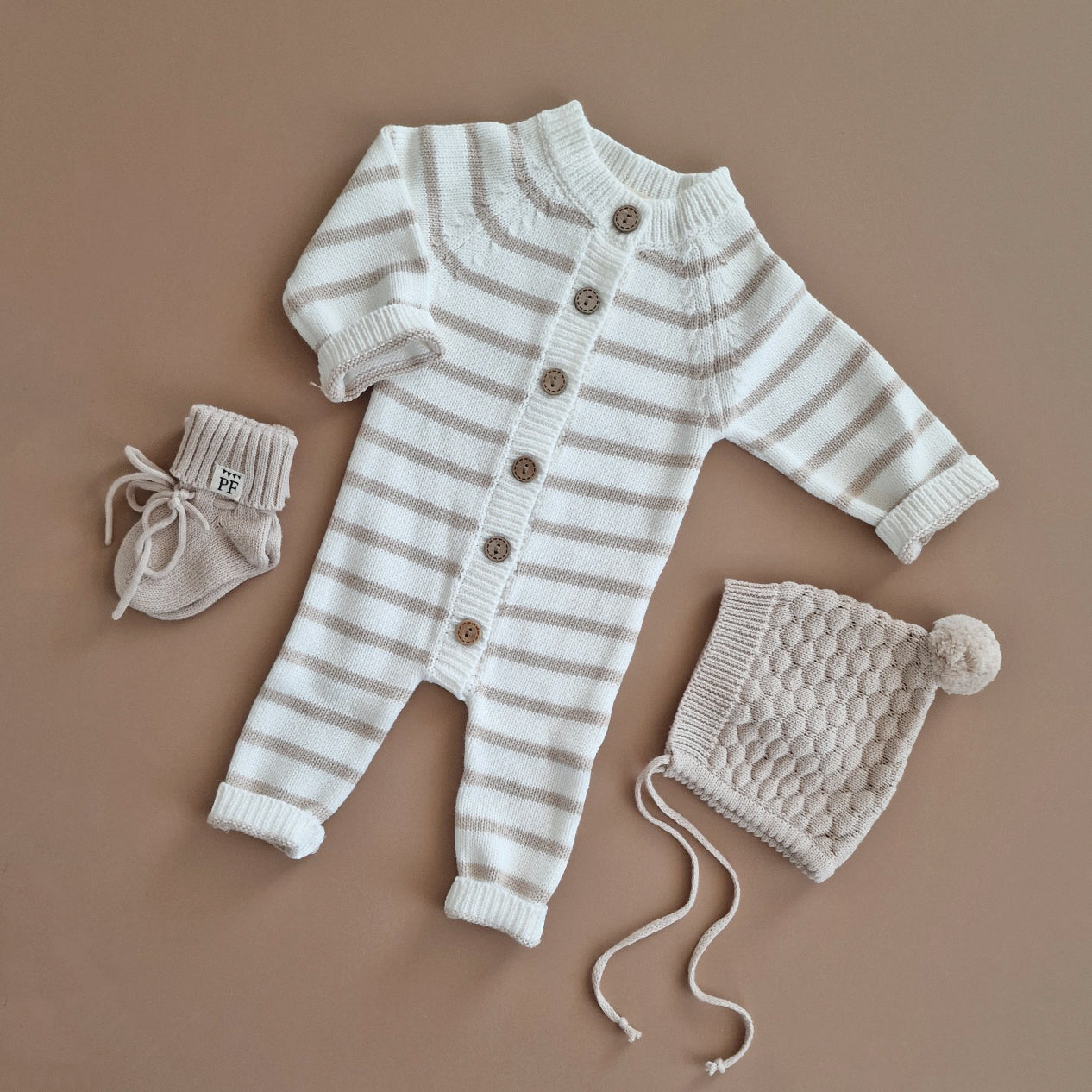 Knitted Playsuit - Cotton - Striped - Petit Filippe