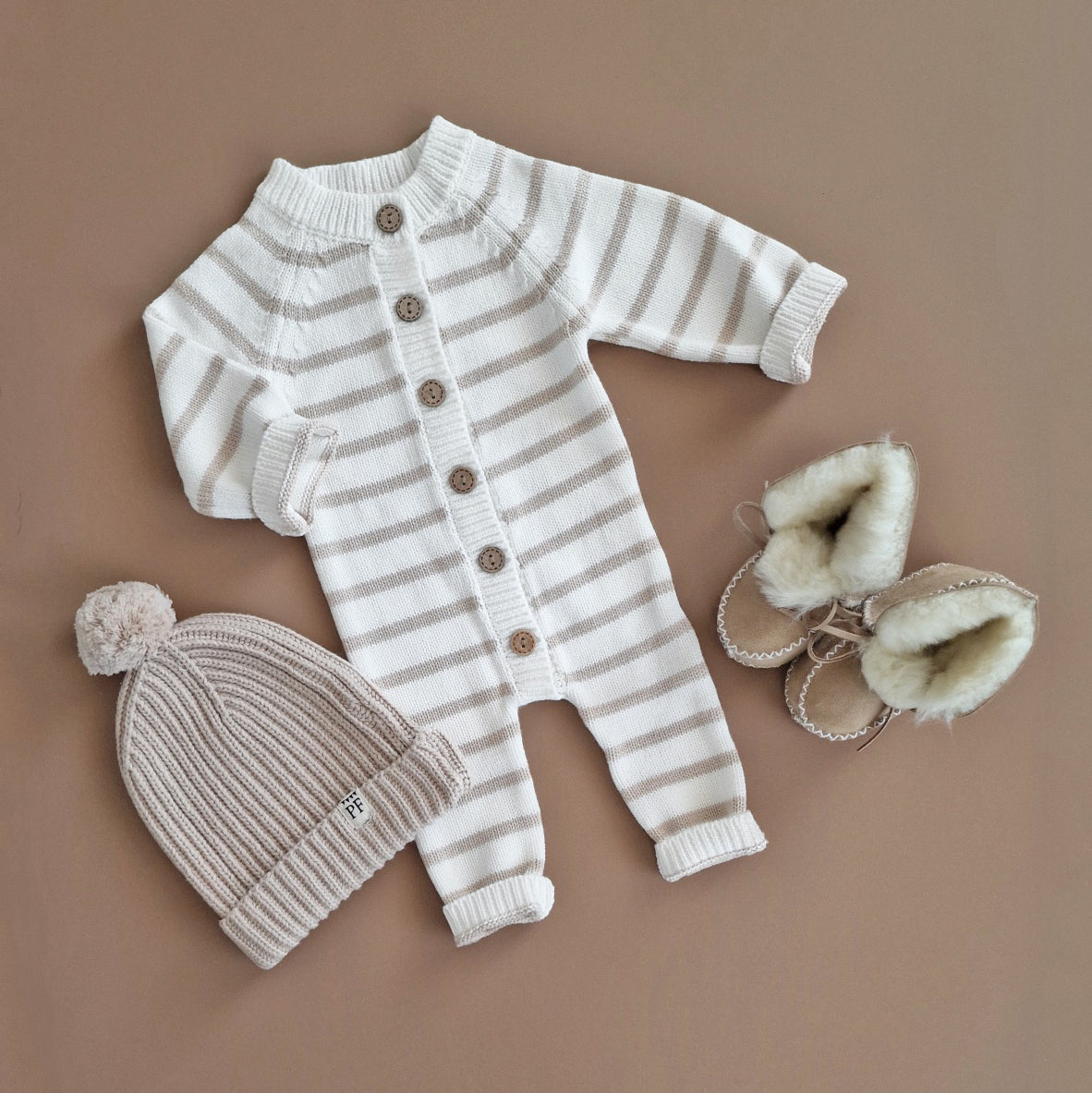 Knitted Playsuit - Cotton - Striped - Petit Filippe