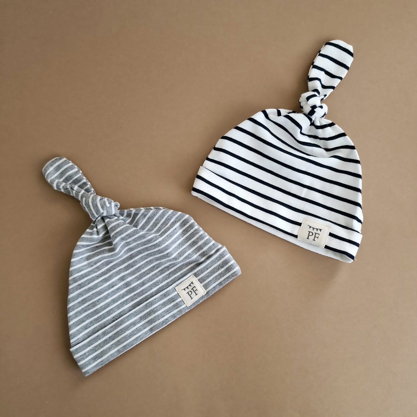 Knot Hats Set of 2 - Breton Stripes & Grey - Petit Filippe