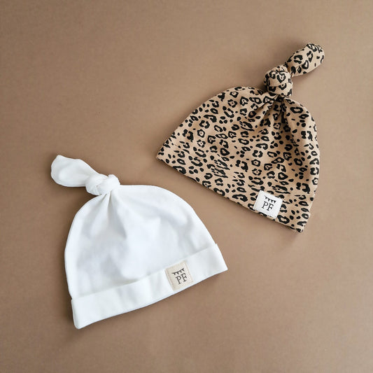 Knot Hats Set of 2 - Leopard & Ivory - Petit Filippe