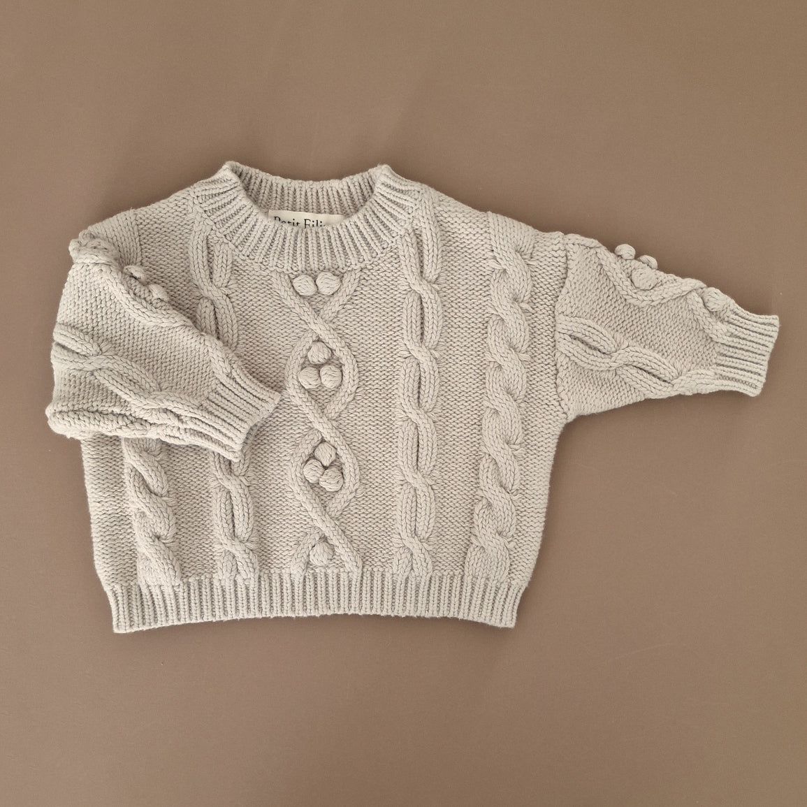 Oversized Cable Knit Sweater - Cotton - Oatmeal - Petit Filippe