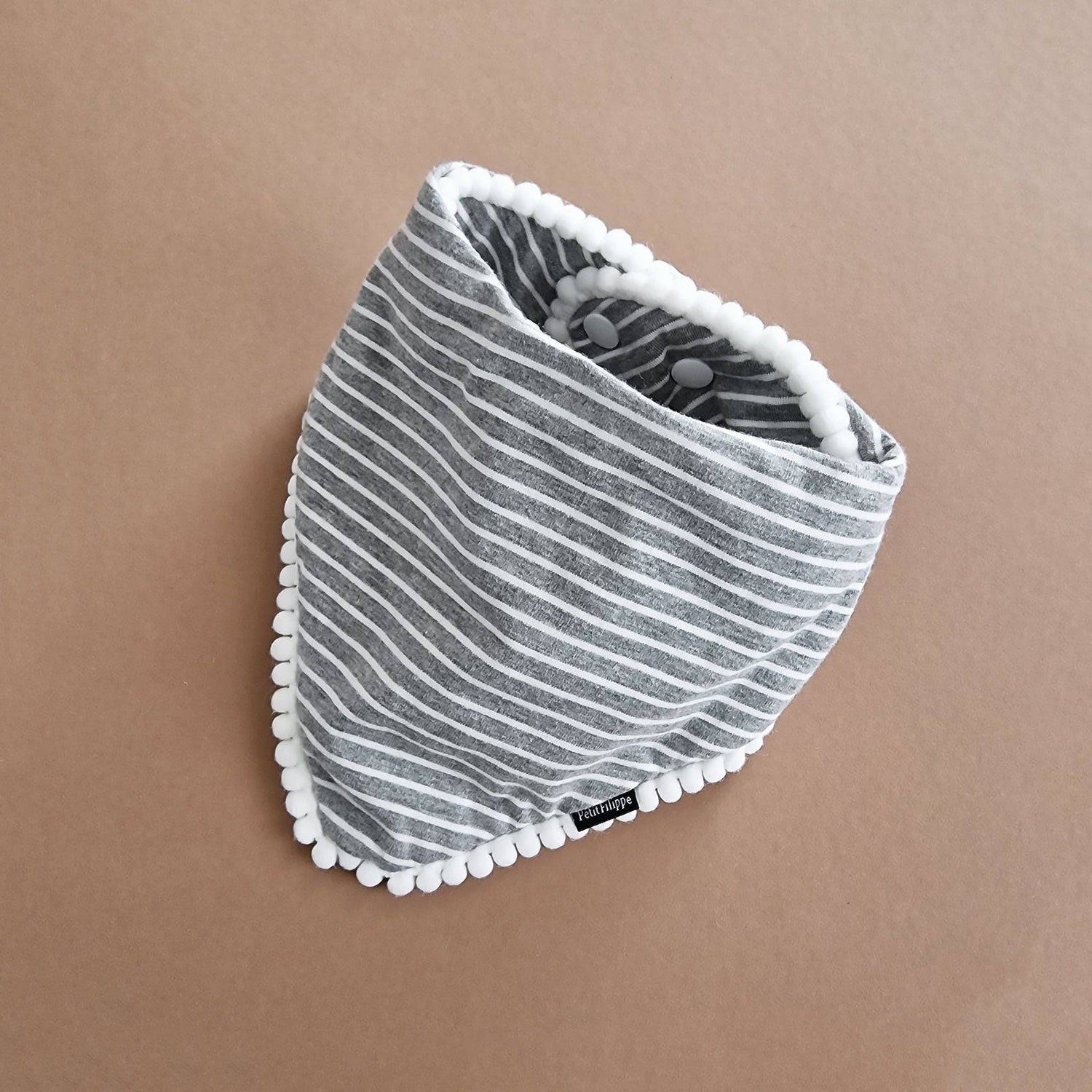 Pom Pom Bandana Bib - Grey - Petit Filippe