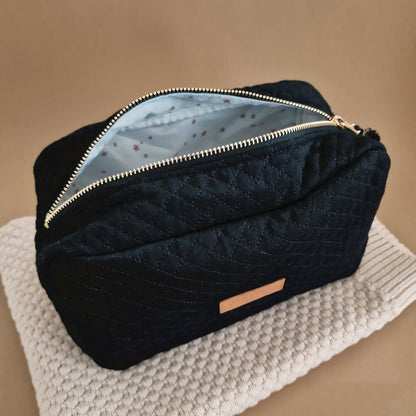 Quilted Toiletry Bag - Black - Petit Filippe