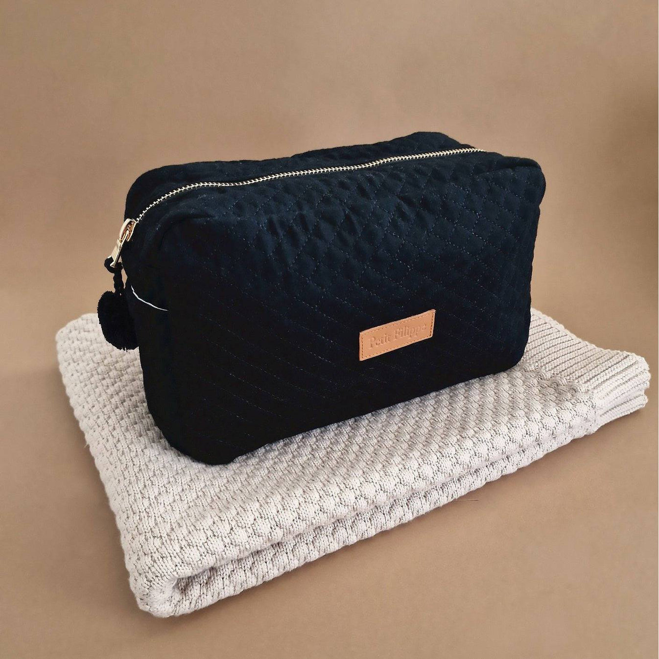 Quilted Toiletry Bag Black Petit Filippe