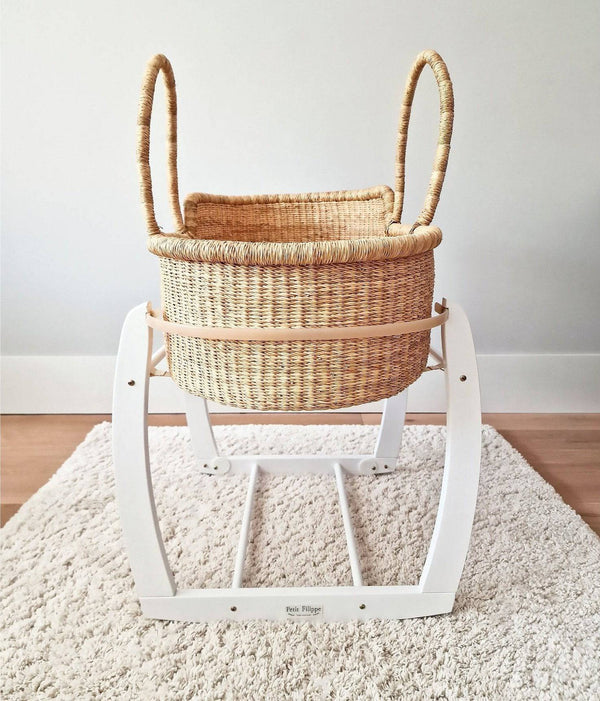 Rocking Moses Basket Stand White Petit Filippe