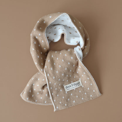 Knitted Scarf - Cotton - Beige Speckled - Petit Filippe