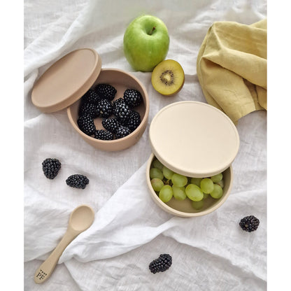 Silicone Snack & Meal Box - Set of 2 - Oatmeal/Taupe - Petit Filippe