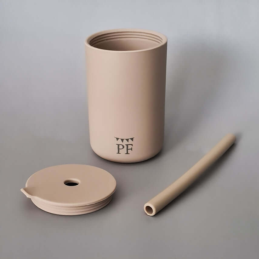 Silicone Straw Cup - Taupe - Petit Filippe