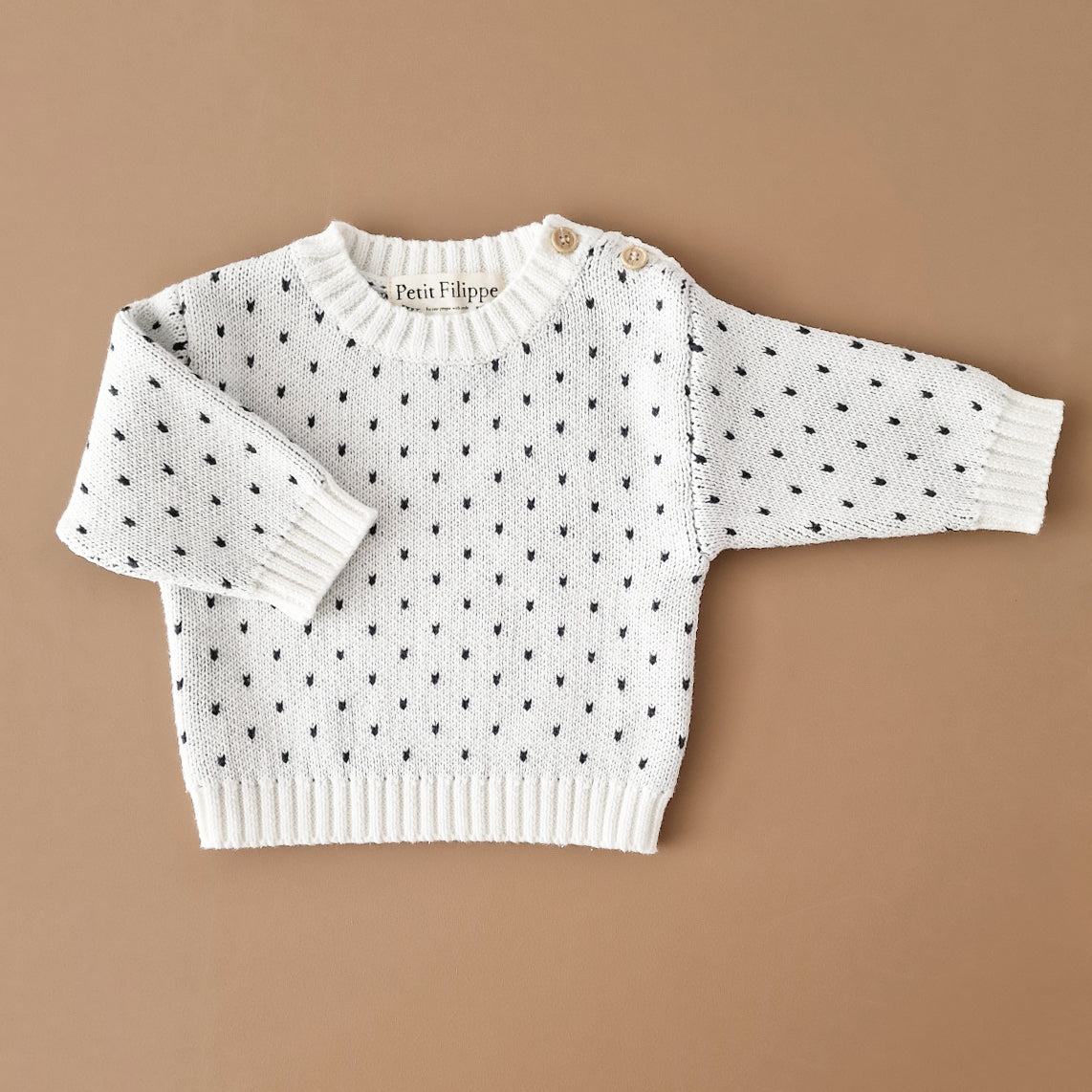 Speckled Sweater - Cotton - Ivory & Graphite - Petit Filippe