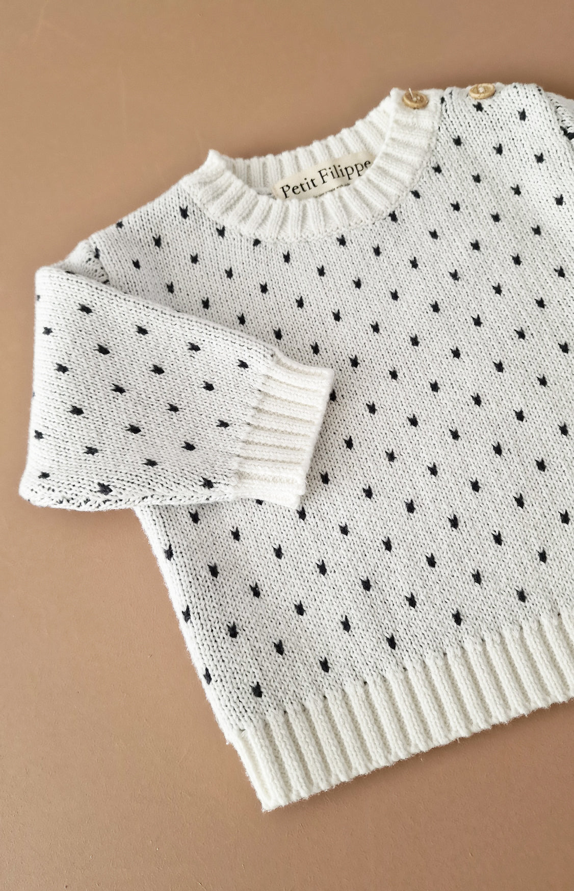 Speckled Sweater - Cotton - Ivory & Graphite - Petit Filippe
