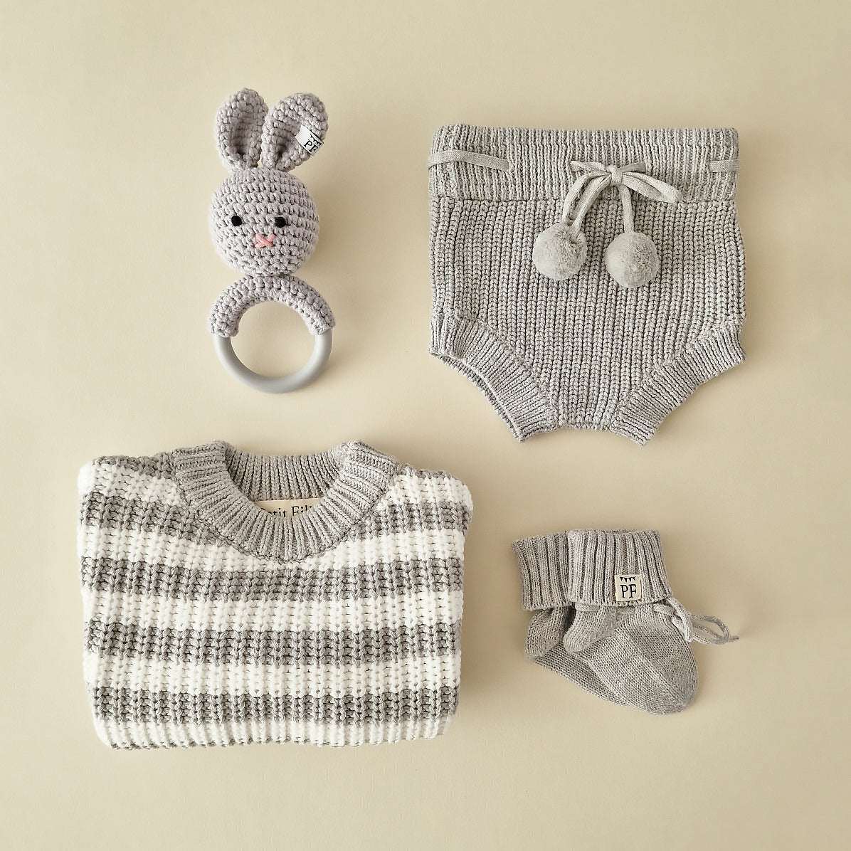 Oversized Sweater - Cotton - Grey Striped - Petit Filippe