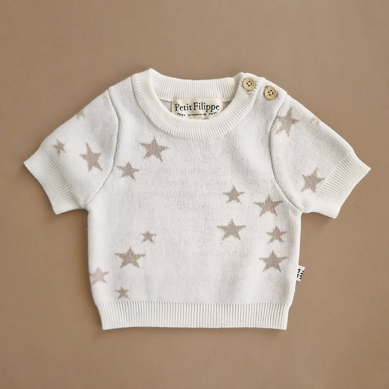 Starry Sweater - Short Sleeve - Cotton - Ivory - Petit Filippe