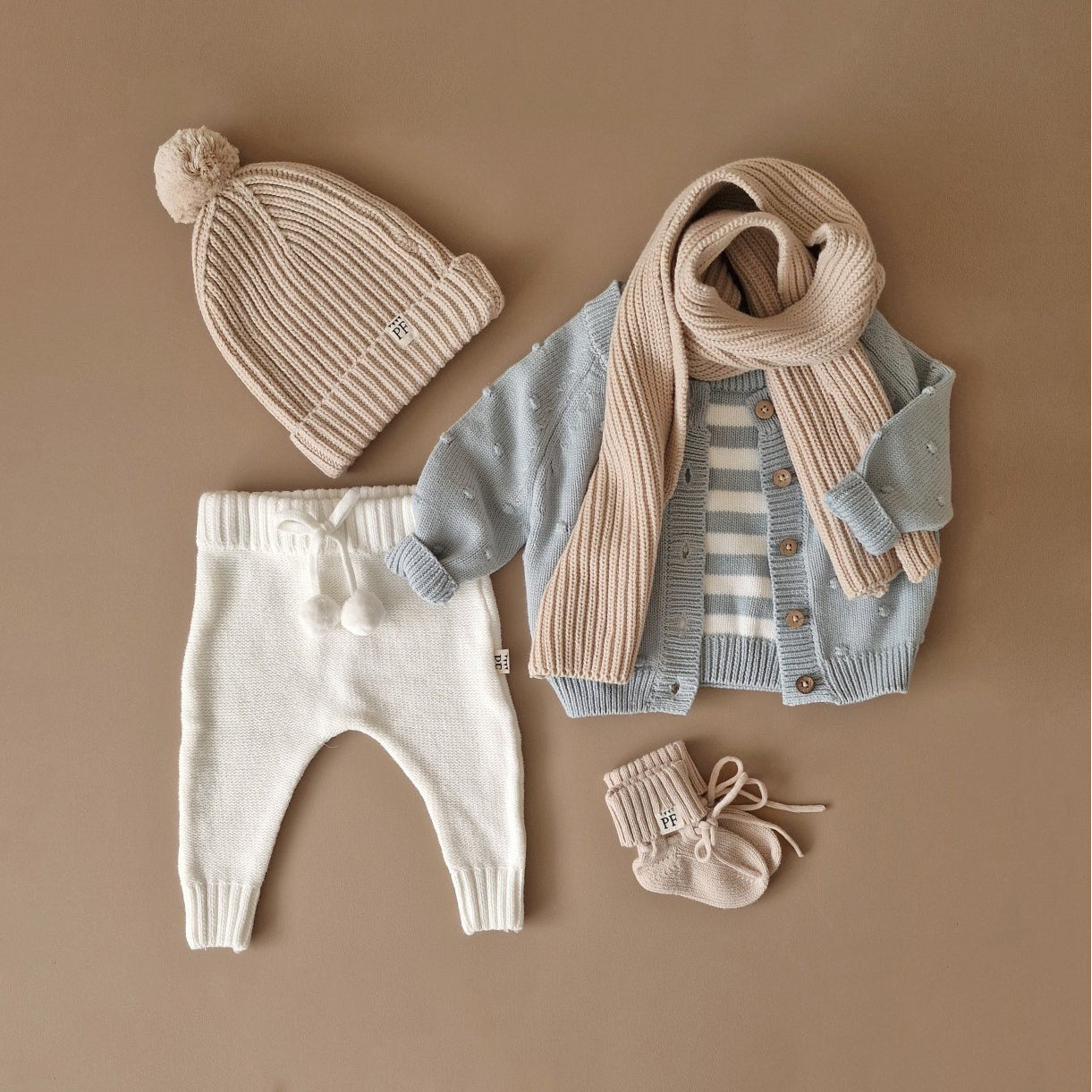 Striped Sweater - Short Sleeve - Cotton - Misty Blue & Ivory - Petit Filippe