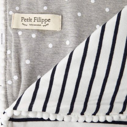 XL Baby Blanket - Breton Stripes & Grey - Petit Filippe